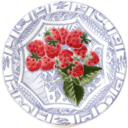 Gien Oiseau Bleu Fruit ontbijtbord met aardbeien