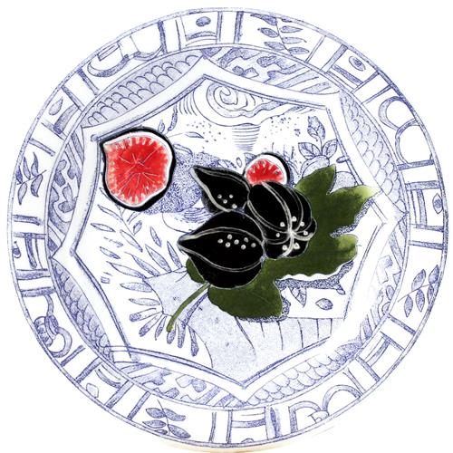 Gien Oiseau Bleu taartbordje vijgen