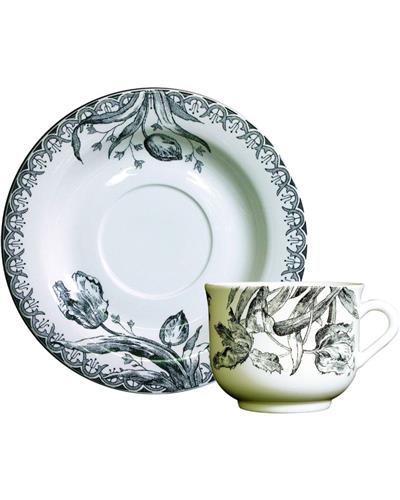 Gien Tulipes Noires Coffee/Tea cup and saucer