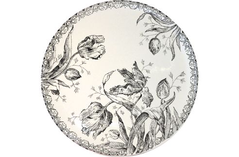 Gien Tulipes Noires cake plate