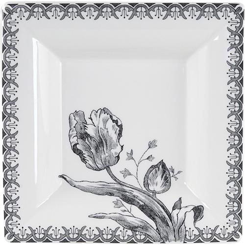 Square Deep bowl Tulipes Noires 17x17