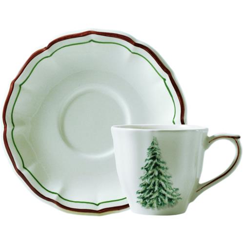 Gien Filet Noël Coffee/Tea cup and saucer US