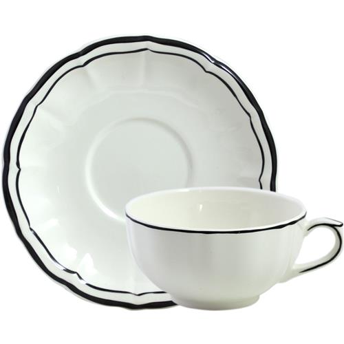 Gien Filet Manganese Breakfast cup and saucer