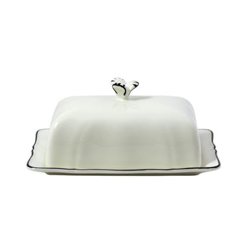 Gien Filet Manganese Butter Dish