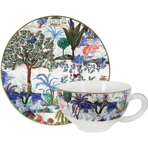 Gien Le Jardin du Palais Breakfast Cup and Saucer by Pierre Frey