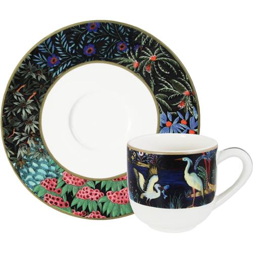 Gien Le Jardin du Palais coffee cup and saucer by Pierre Frey (Espresso)