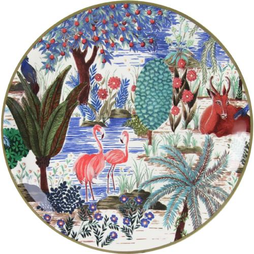 Gien Le Jardin du Palais Cake plate Flamingo by Pierre Frey
