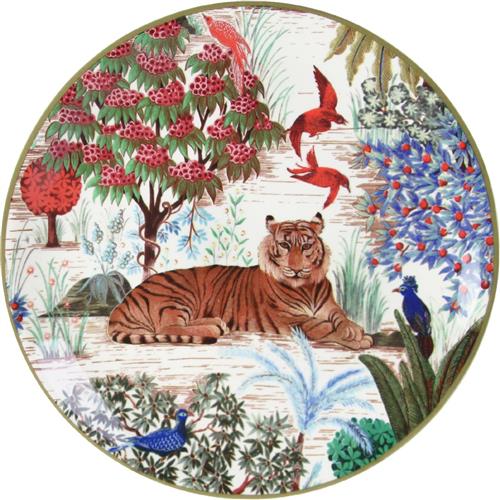 Gien Le Jardin du Palais Cake Plate Tiger by Pierre Frey