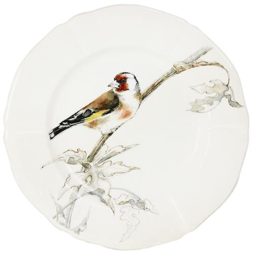 Gien Cake plate Les Oiseaux de la Foret Goldfinch
