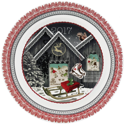 Gien Kerstbord 2017 Noël Chalet 22,4 cm