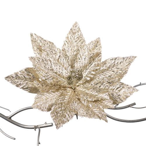 Kerst ornament op clip kerstster goud 30cm