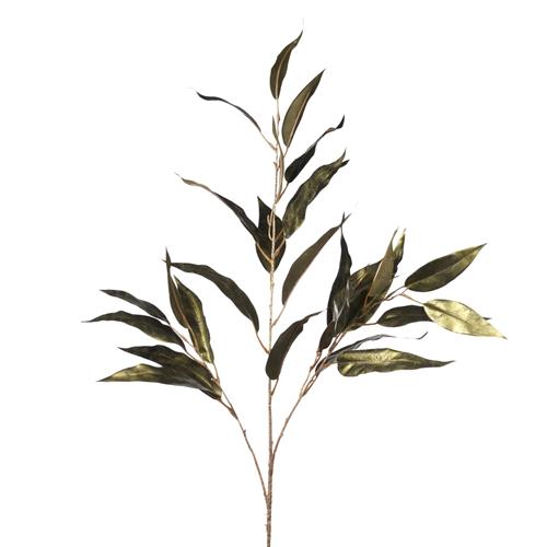 Eucalyptus branch gold/green metal 114cm