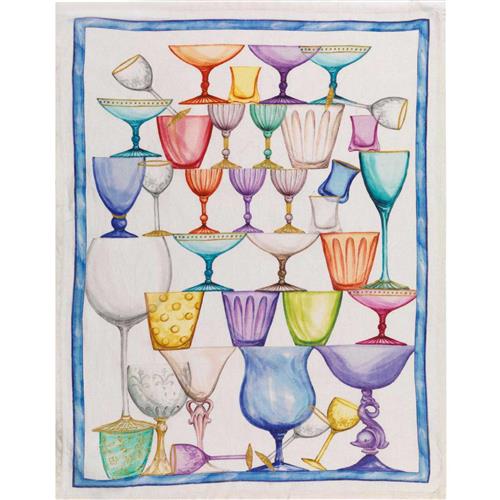 Theedoek Crystal Blauw 50x70