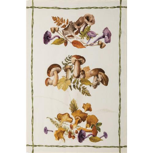 Tea towel Mushrooms Green border 50x70