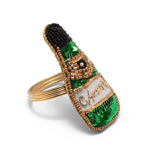 Vondels Servetring Champagnefles Groen H7cm