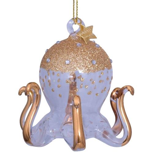 Christmas pendant Octopus gold with diamonds 7cm