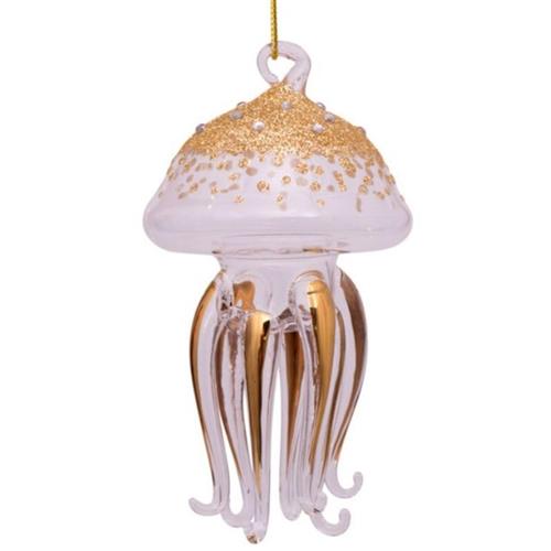 Christmas pendant jellyfish gold with diamonds 11cm