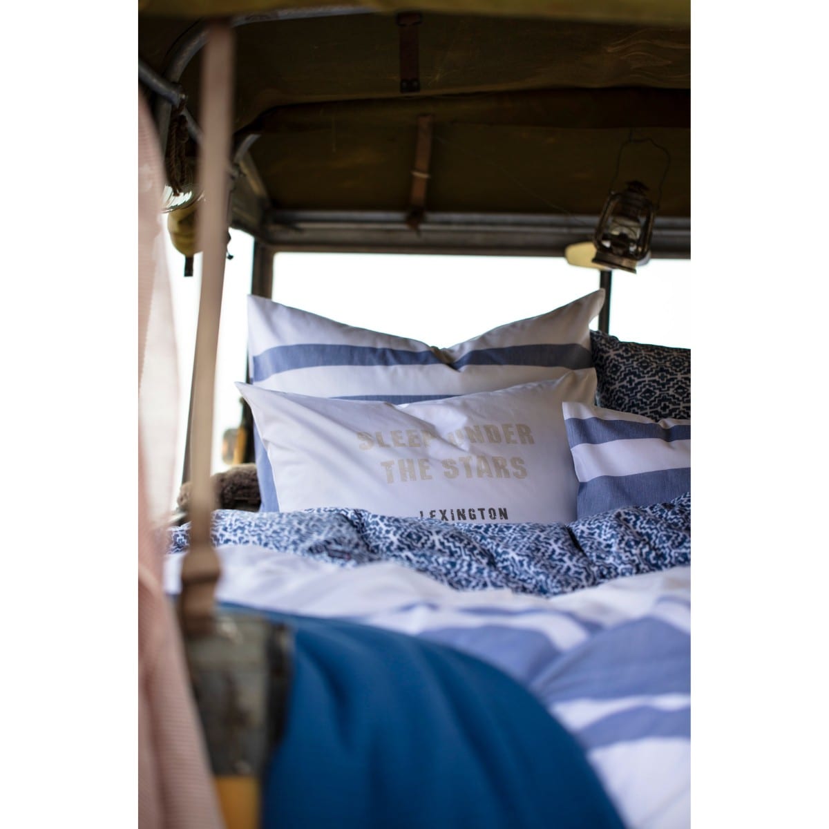 Lexington Bedsprei blauw wafelkatoen 160x240