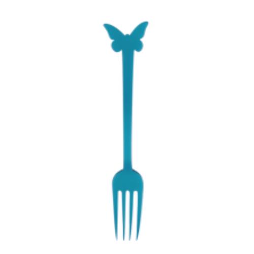 CAKE FORK ACRYLIC BUTTERFLY TURQUOISE