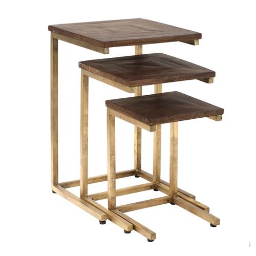 SIDE TABLE SQUARE MOZE BROWN MANGO WOOD MEDIUM H48.5XD32.5