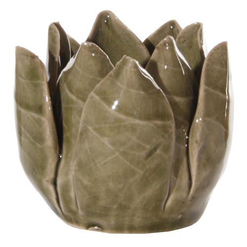 TEA HOLDER LOTUS OLIVE GREEN SMALL H6.5CM