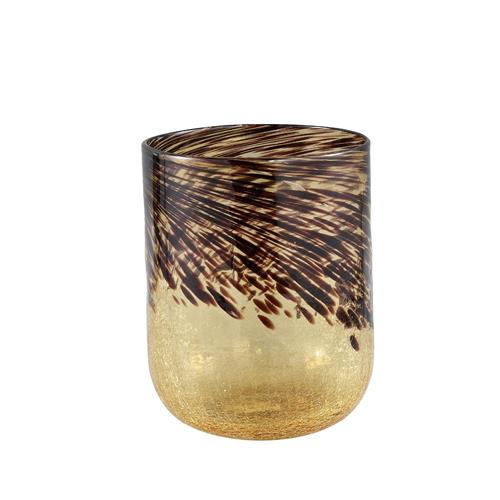 PTMD Vase Ivar Yellow with Brown top 26cm