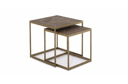 Side table Sohn Brass with Wood Large