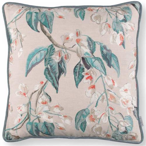 Romo Throw Pillow Wisteria Cayenne embroidered