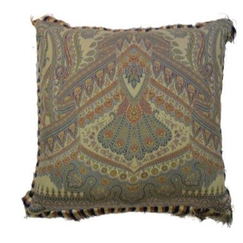 Sierkussen Paisley Creme/Blauw/Roest met Passement 45X45