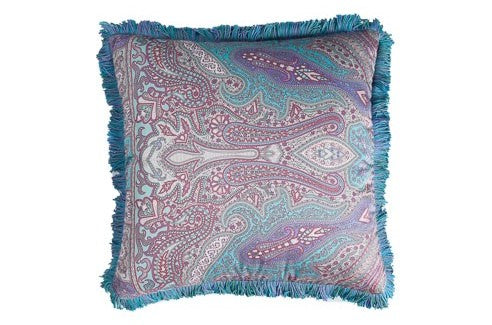 Etro sierkussen paisley licht blauw met franje