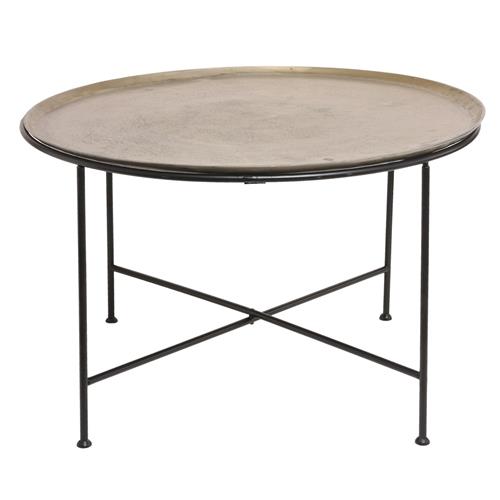 SIDE TABLE ROUND BLACK BASE GOLD TOP H52 D80