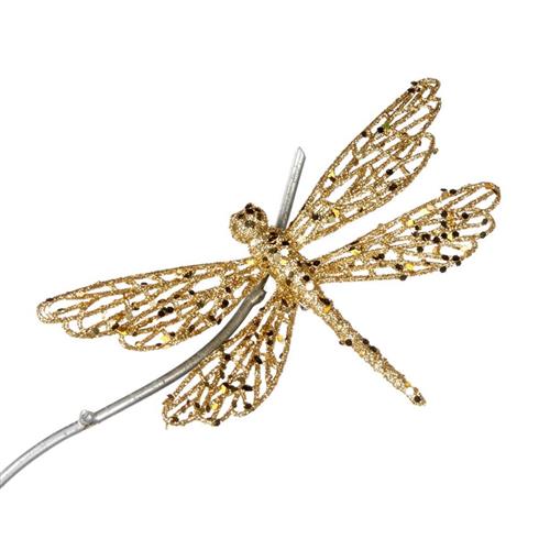 Christmas clip Dragonfly Gold 15cm