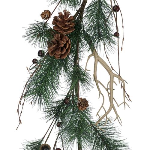 Christmas garland with berries and pine cones 150cm