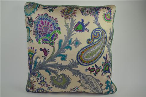 Etro sierkussen paisley mint/paars met piping