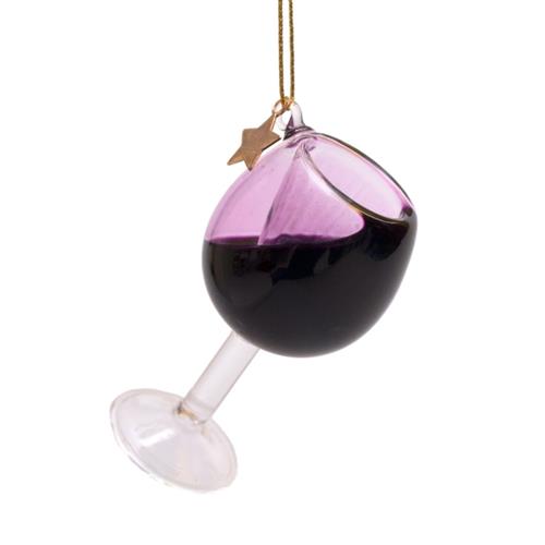 CHRISTMAS PENDANT WINE GLASS RED H7