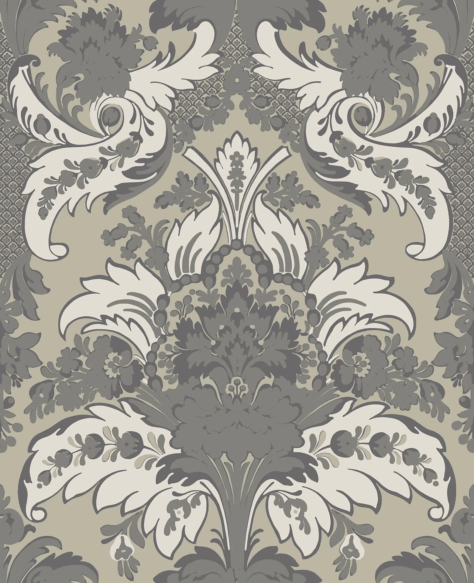 Cole & Son Albemarie, Aldwych, Glitter Silver on Metallic Gilver