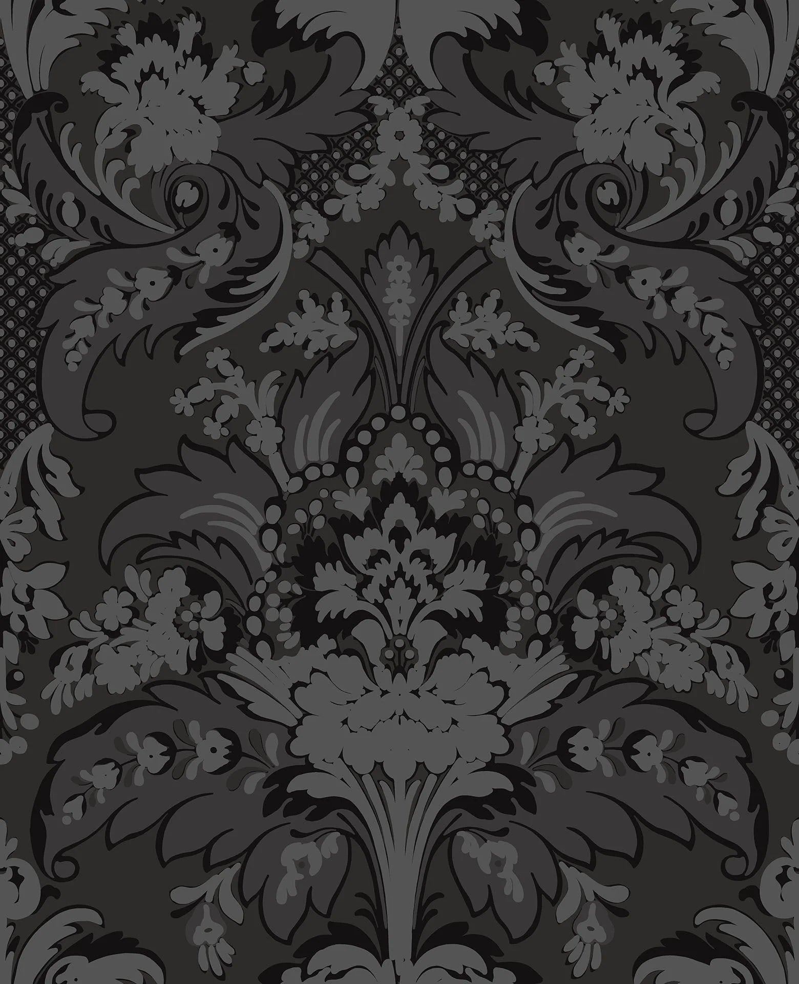 Cole & Son Albemarie, Aldwych, Glitter Silver on Black