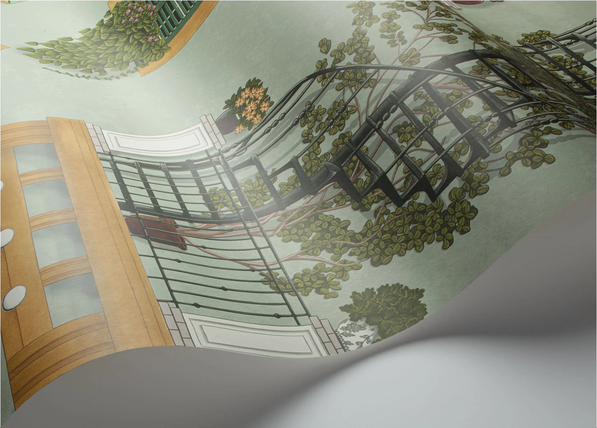 Cole & Son Seville Alfaro, Dark Ochre & Forest Green on Duck Egg
