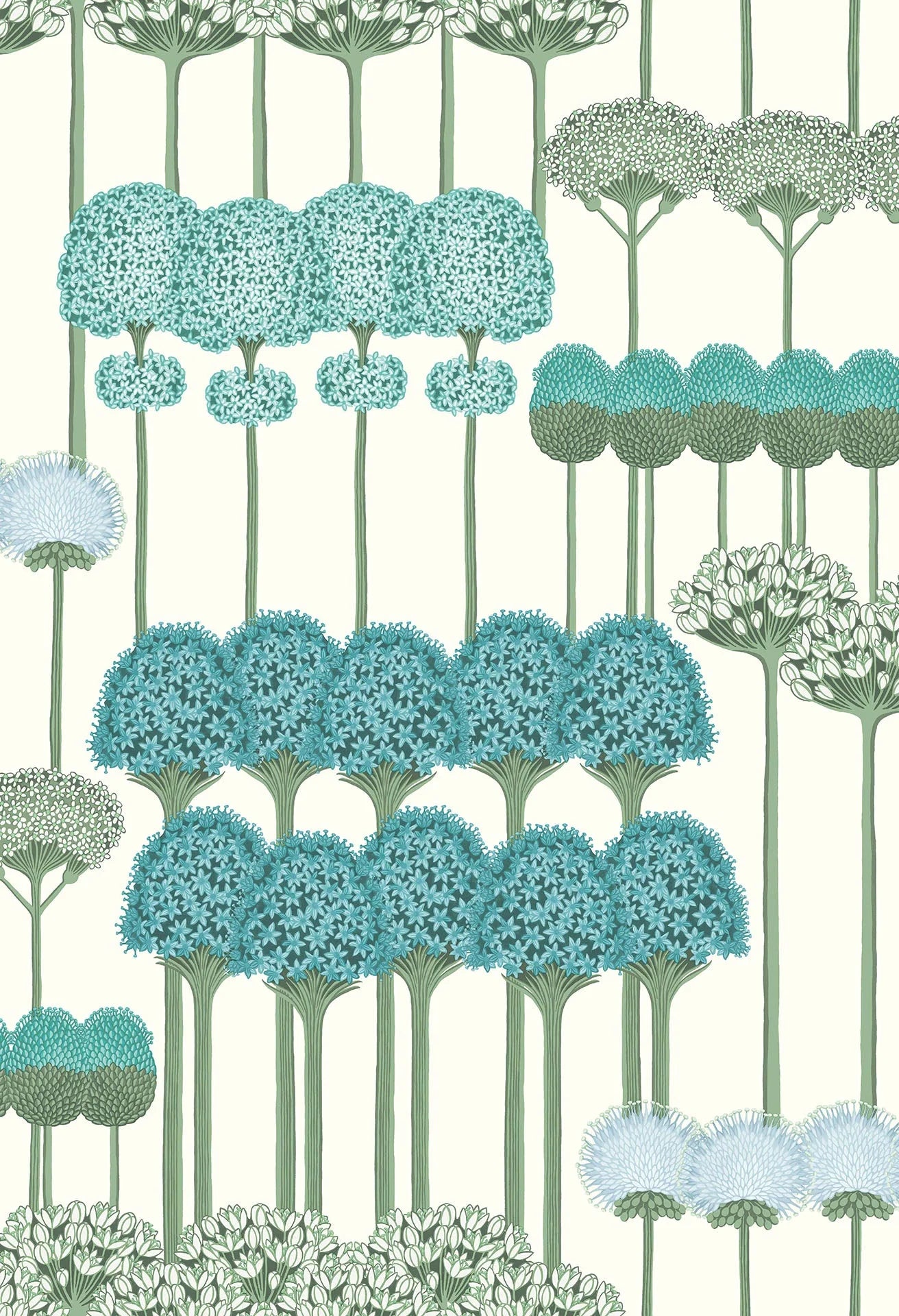 Cole & Son Botanical - Botanica, Allium, Teal & Jade on Chalk
