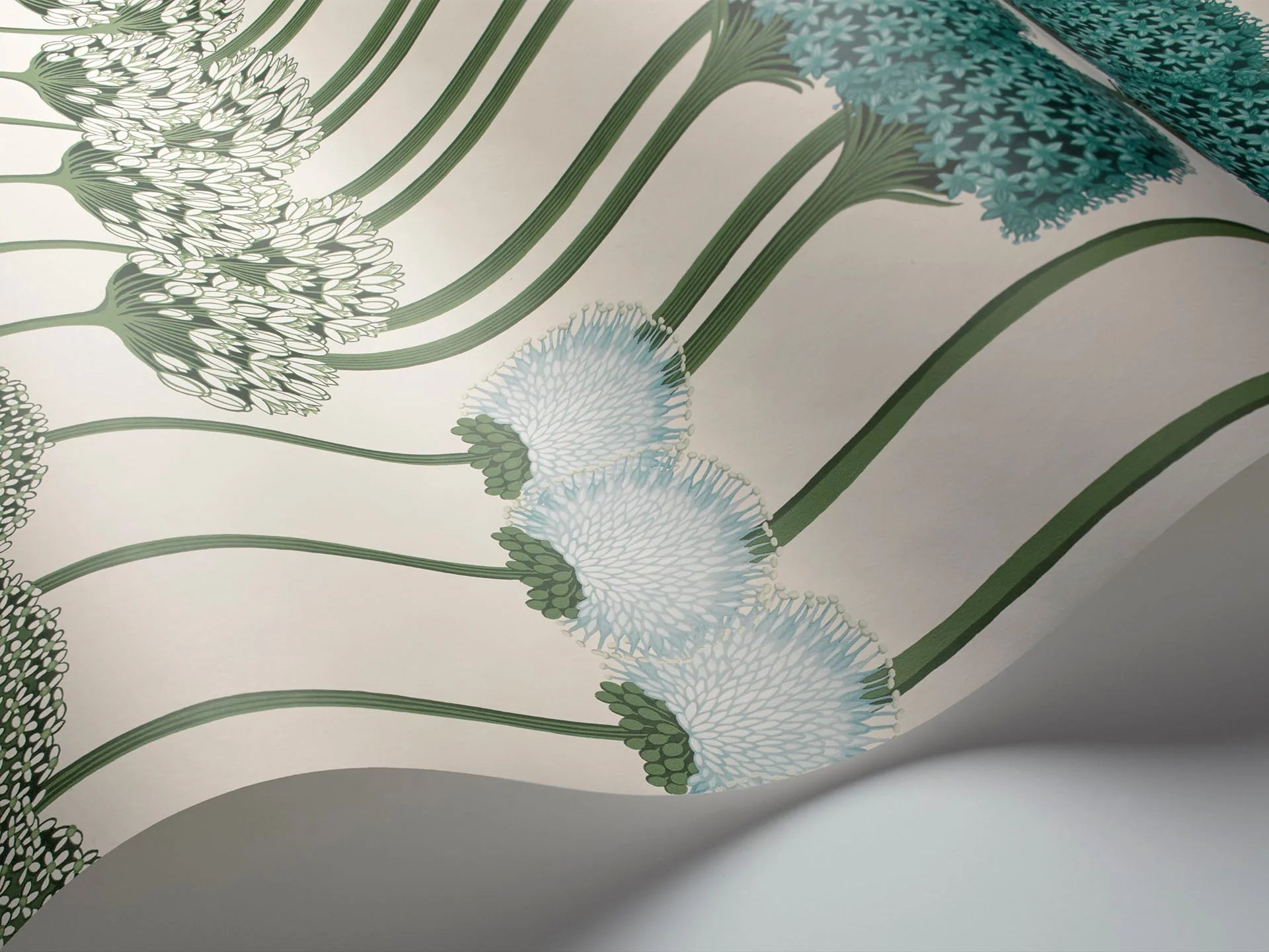 Cole & Son Botanical - Botanica, Allium, Teal & Jade on Chalk