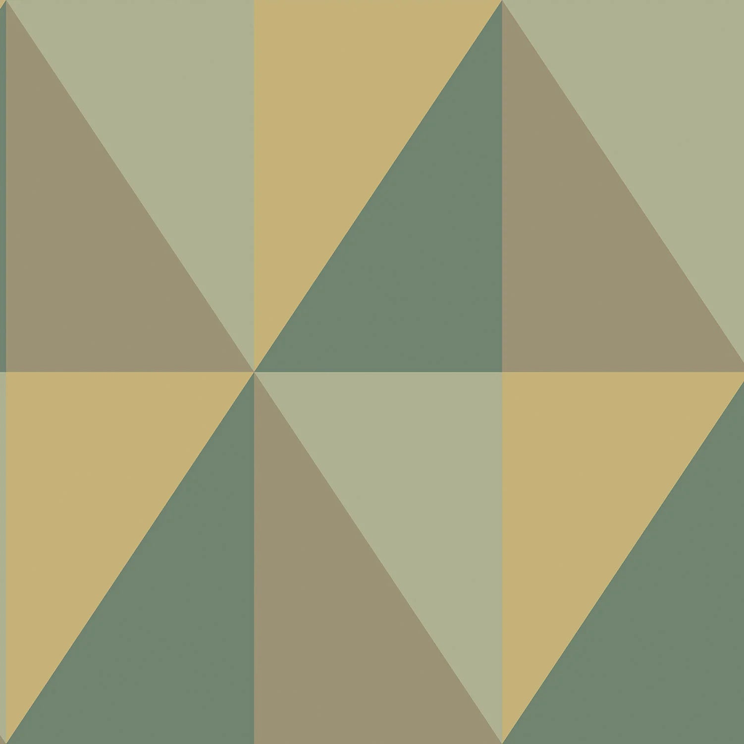 Cole & Son Geomatric II Apex Grand, Olive, Forest Green & Metallic Gold