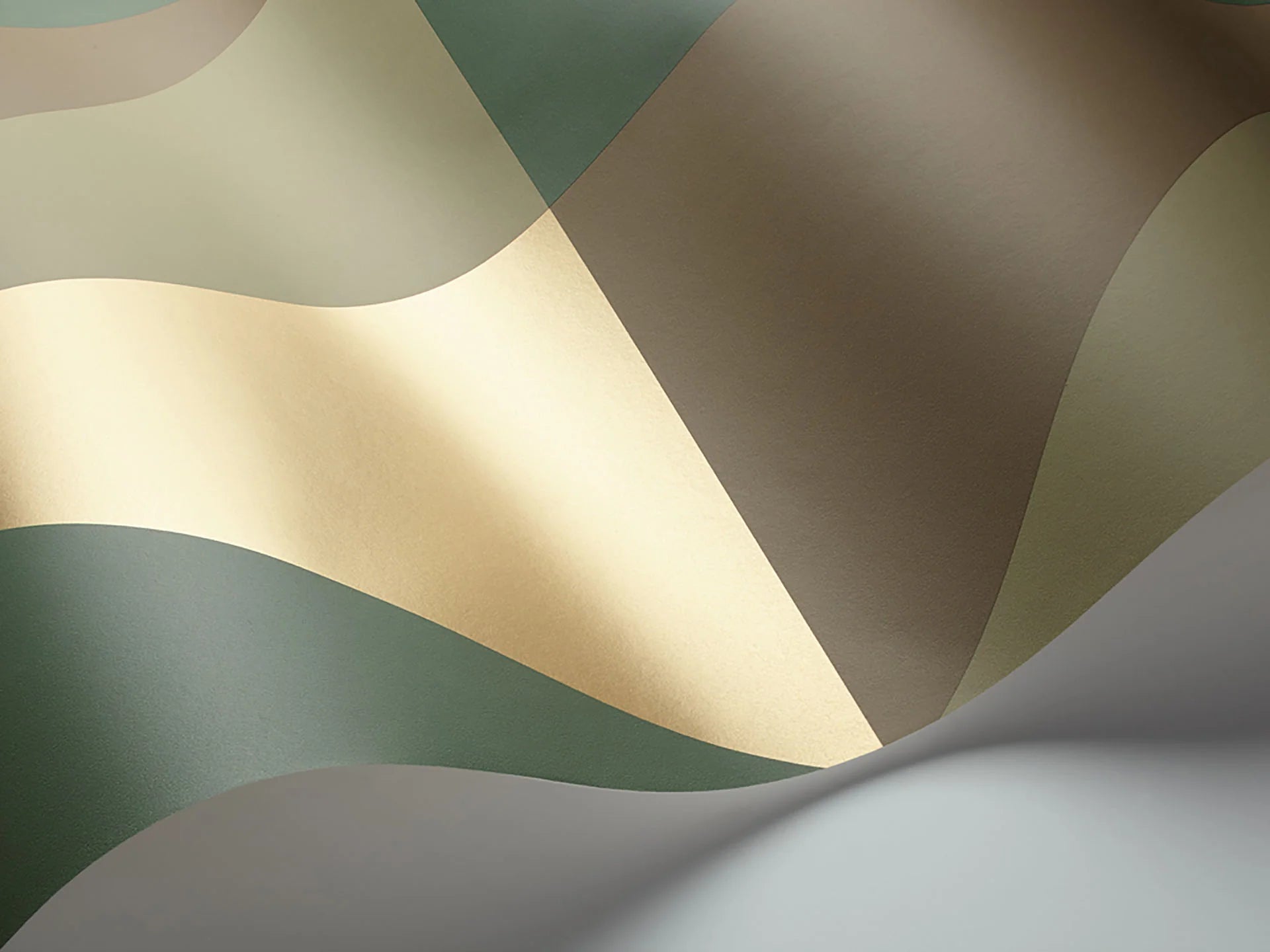 Cole & Son Geomatric II Apex Grand, Olive, Forest Green & Metallic Gold