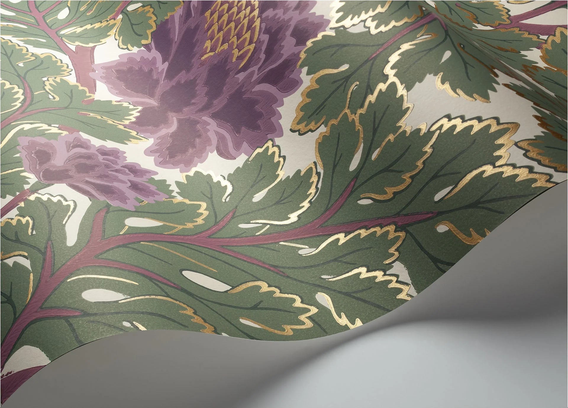 Cole & Son The Pearwood Collection.  Aurora, Mulberry & Sage on Parchment