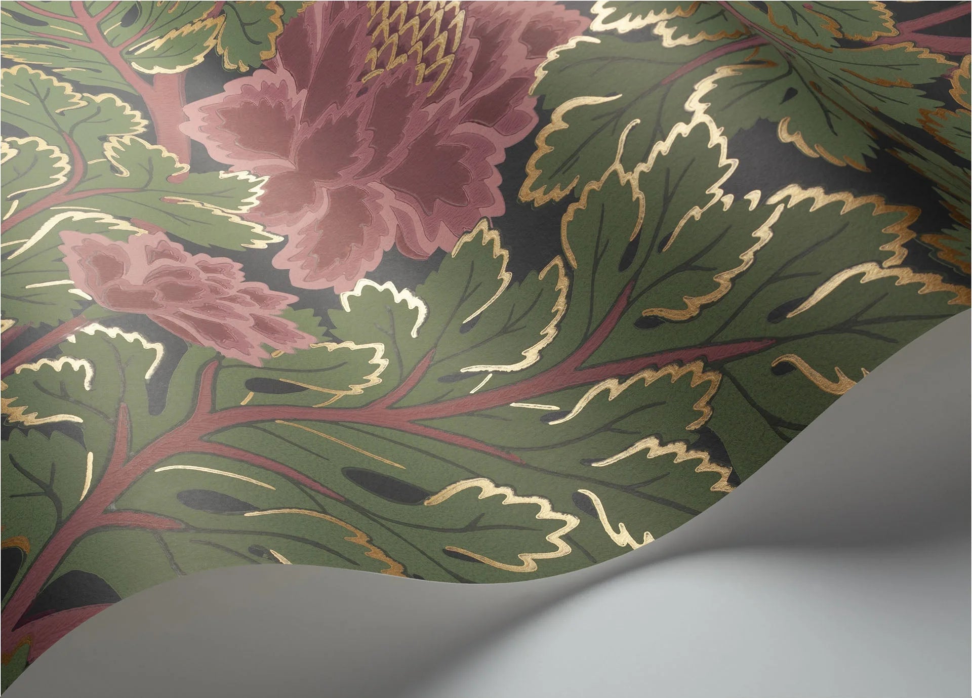 Cole & Son The Pearwood Collection.  Aurora,  Rose & Forest on Charcoal