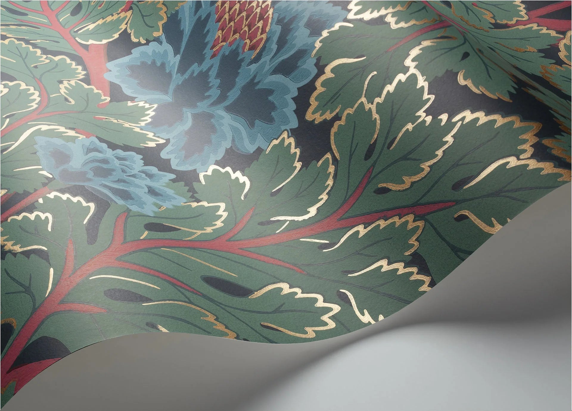 Cole & Son The Pearwood Collection.  Aurora,  Petrol & Teal on Ink
