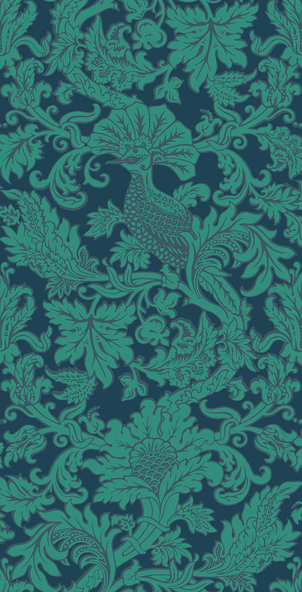 Cole & Son Mariinsky Damask Balabina, Teal on Midnight