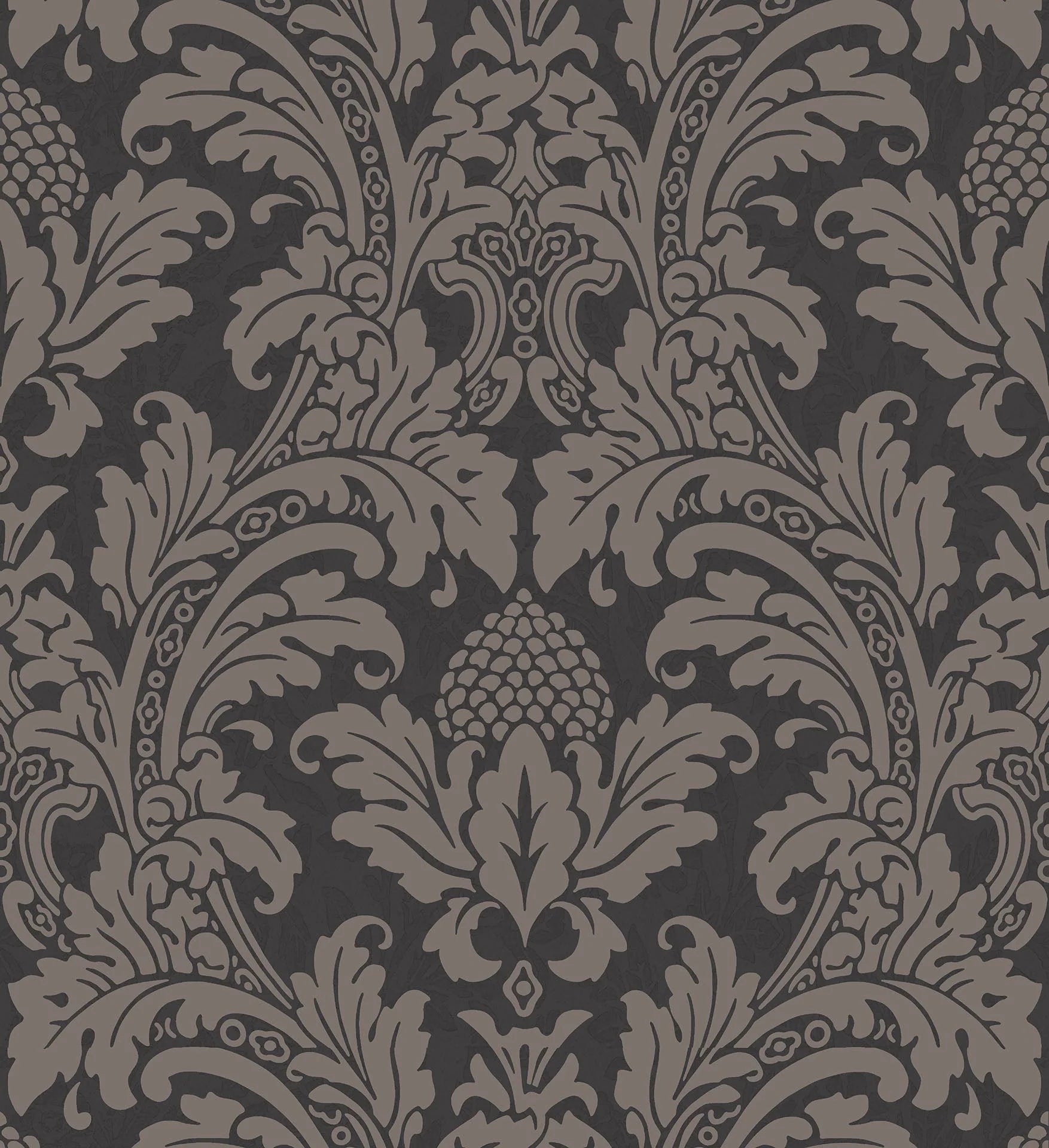 Cole & Son, Albemarie, Blake, Metallic Pewter on Charcoal
