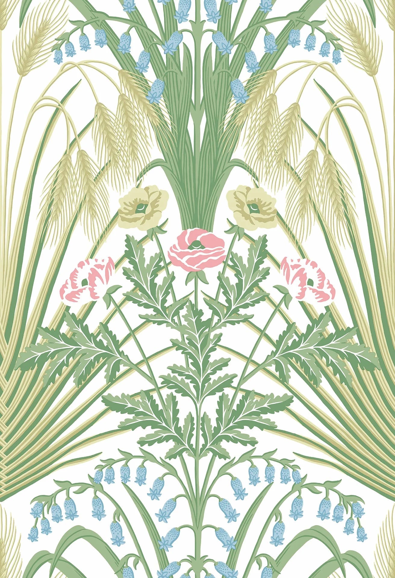 Cole & Son Botanical - Botanica,  Bluebell,  Leaf Green & Cerulean Sky on Chalk