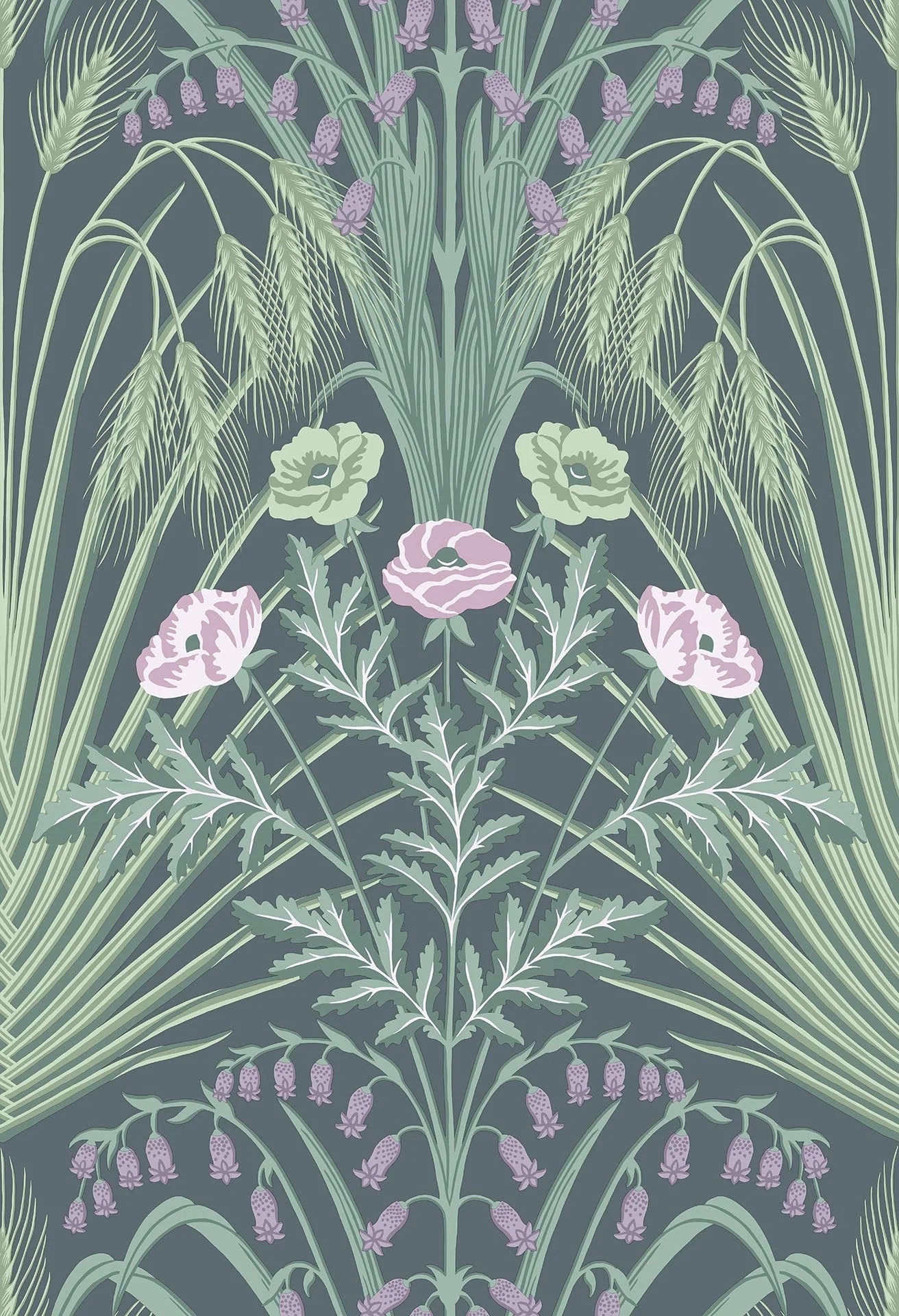 Cole & Son Botanical - Botanica,  Bluebell, Sage, Mint & Lilac on Dark Viridian