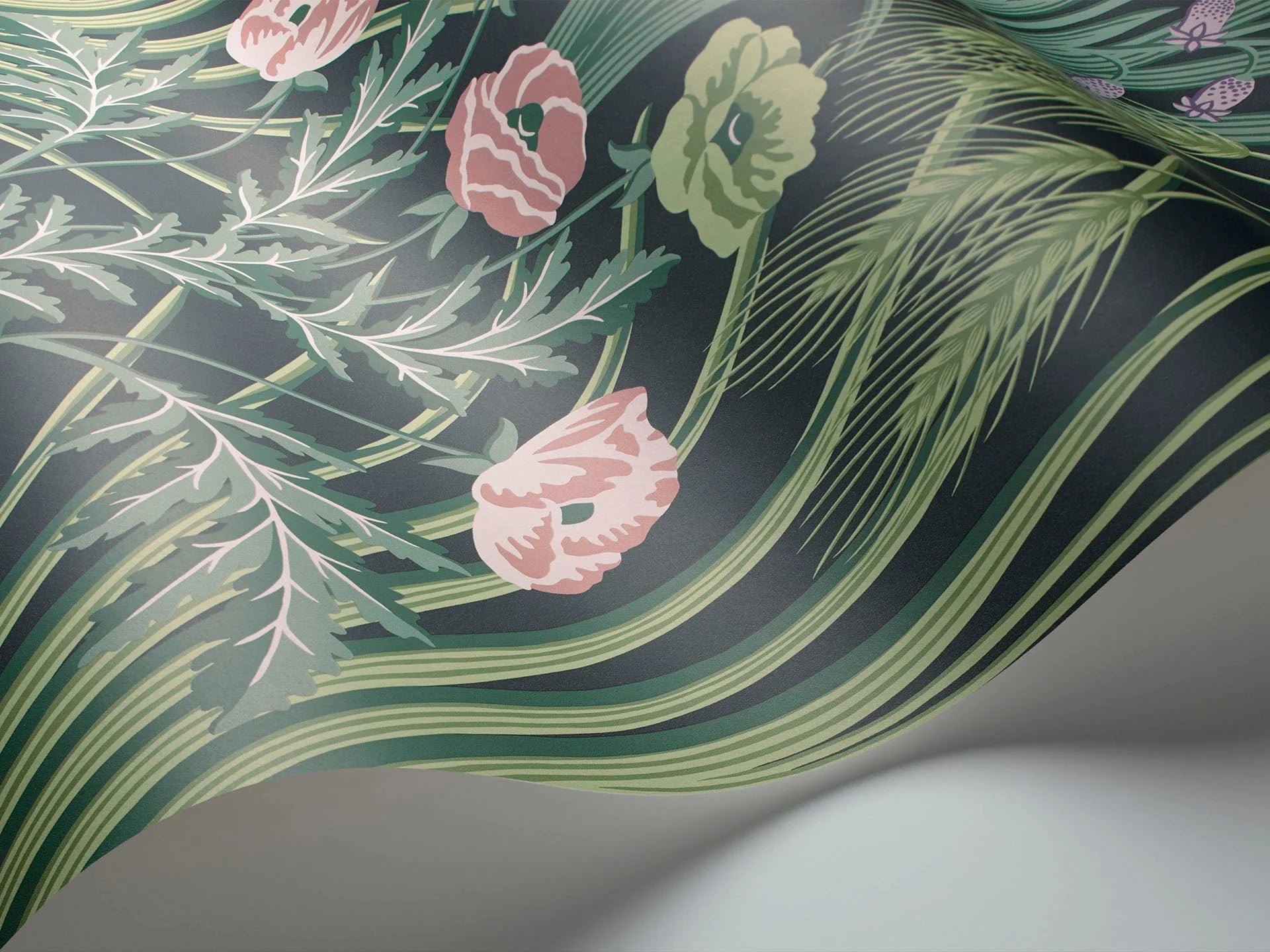Cole & Son Botanical - Botanica,  Bluebell, Sage, Mint & Lilac on Dark Viridian